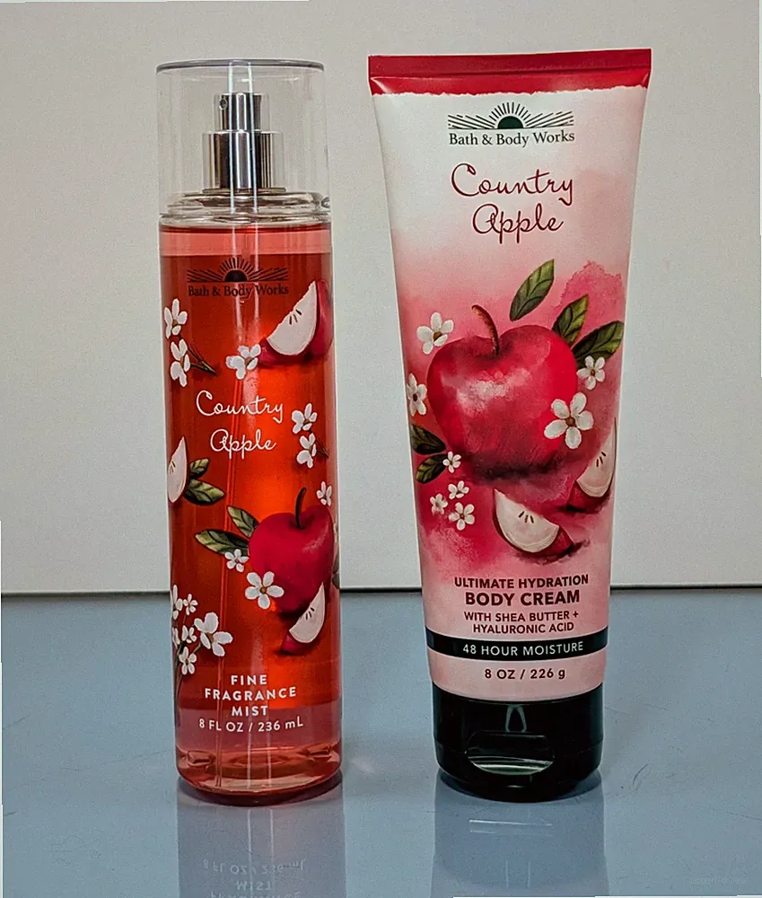 2 Pc Gift Set Country Apple Bath & Body Works Cream Fragrance Mist Discontinued