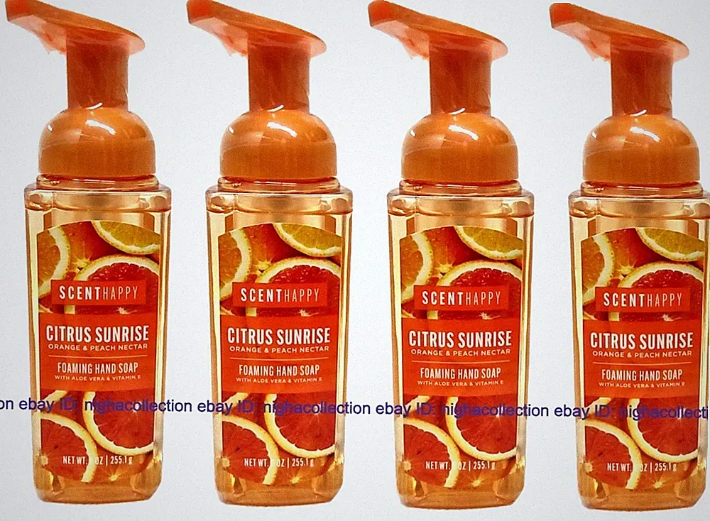 4 x Scent Happy CITRUS SUNRISE Foaming Hand Soap 9ozEa w/Aloe V