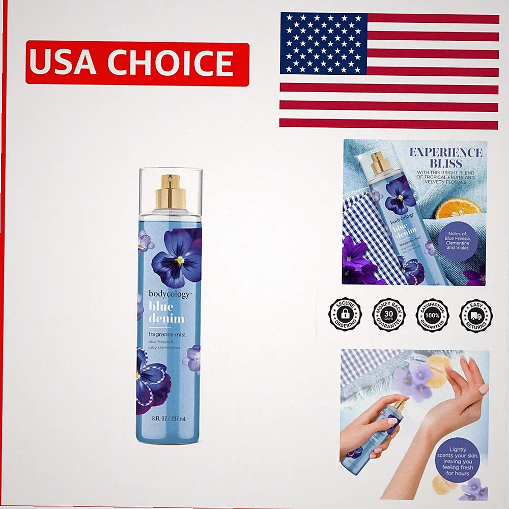 8 fl oz Blue Denim Body Mist - Refreshing Floral & Fruity Scent, Formula