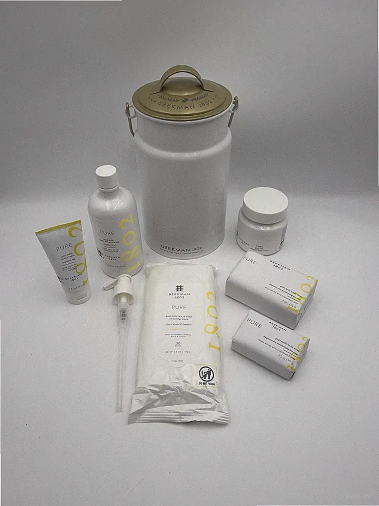 BEEKMAN 1802 6 Piece Fragrance Free Goat Milk Gift Set + Milk Can! All New