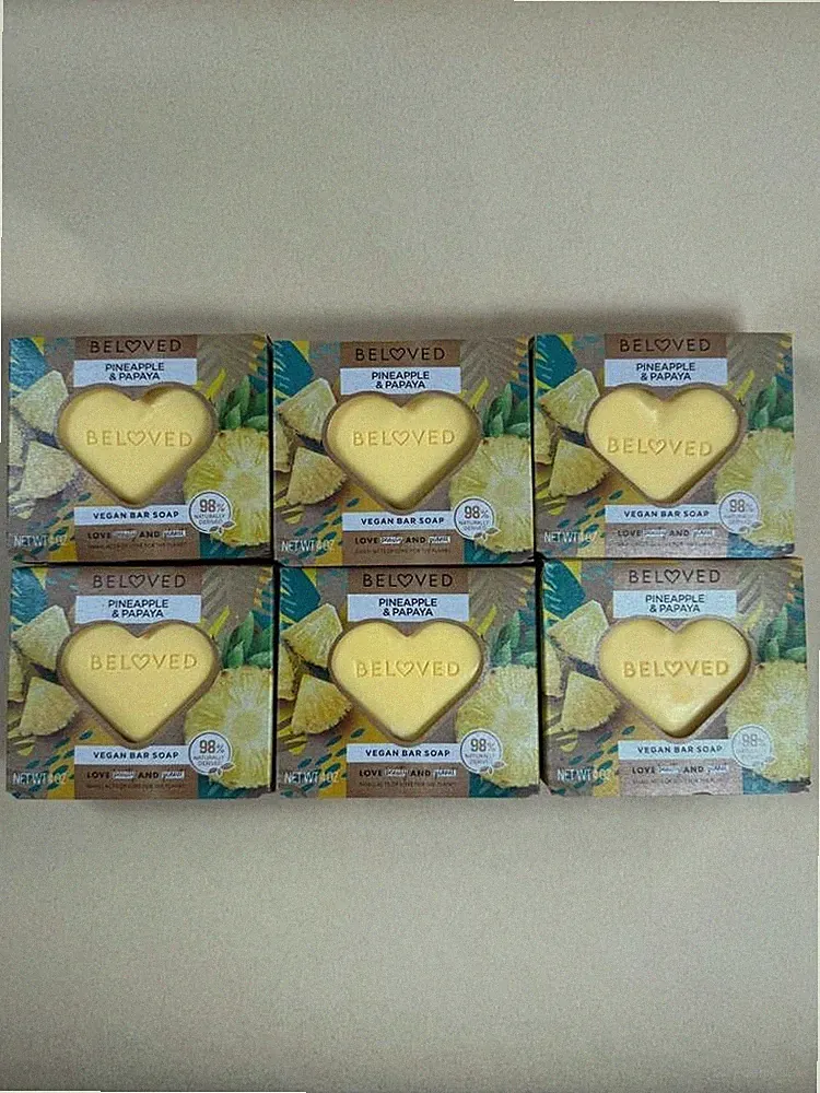 Beloved, Pineapple & Papaya Vegan Bar Soap 4oz. Love Beauty And Planet - 6 Pack