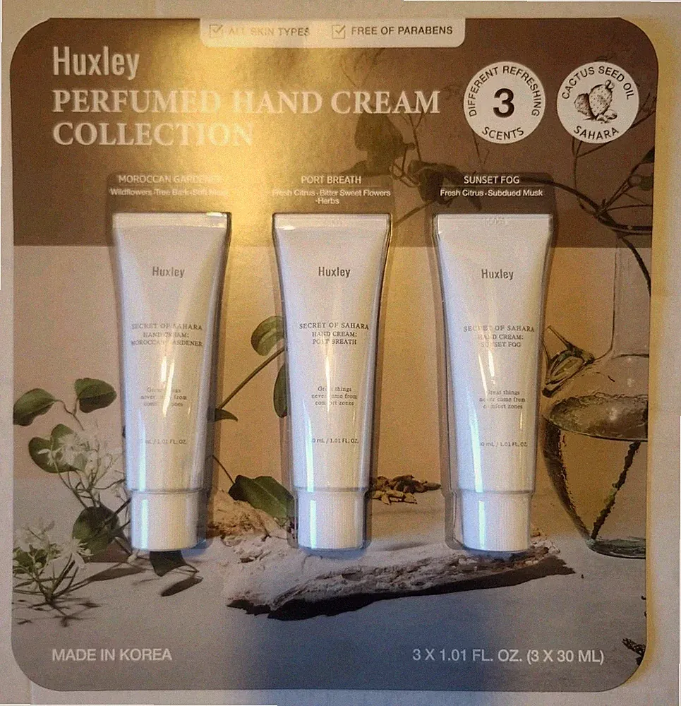 Huxley Perfumed Hand Cream Collection (Gift set) Made In Korea 3 x 1.01 FL. OZ