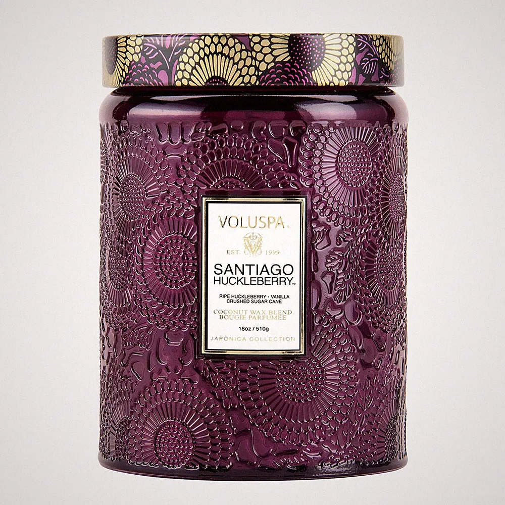 Voluspa Santiago Huckleberry, Large Candle Jar, 18 oz, 100 Hour Burn Time, All N